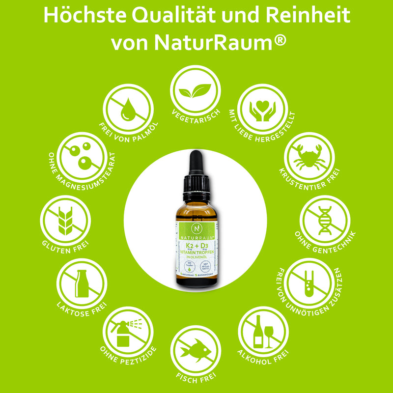1 Flasche VITAMIN D3 + K2 Tropfen I 30 ml I HOCHDOSIERT I K2 MK7 99,7% ALL Trans & Cholecalciferol I Vegan