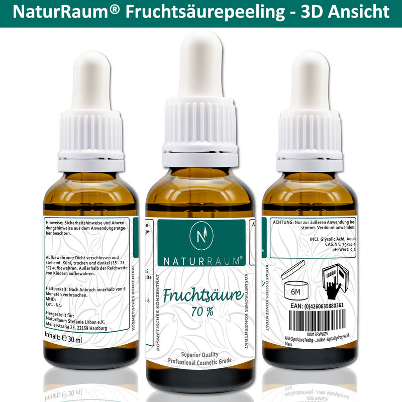 1 Flasche AHA 70% iges Glycolsäure Peeling 30ml mit Anwendungsratgeber
