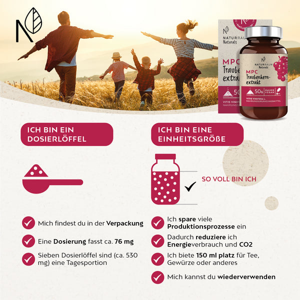 MPC Traubenkernextrakt I 50 g Pulver mit Dosierlöffel I Vegan