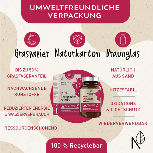 MPC Traubenkernextrakt I 50 g Pulver mit Dosierlöffel I Vegan