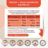 Selen + Zink Komplex I 1 Glas mit 120 extra kleinen Kapseln I pro Kapsel 200 mcg L- Selenmethionin & 15 mg Zinkgluconat I Vegan